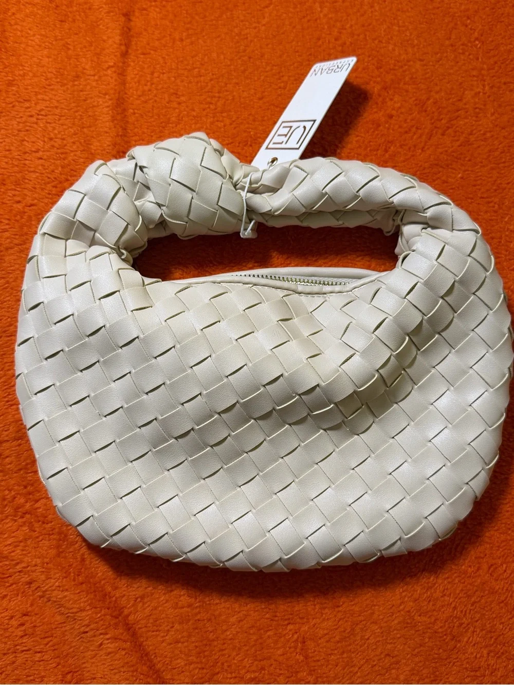 Urban Expressions Tracy Woven Bag Oatmilk Vegan Leather Clutch NWT $80